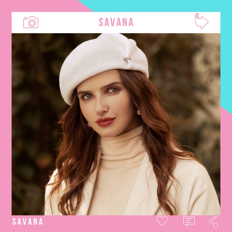 Mũ len mũ nồi nữ hàn quốc beret Savana MN001