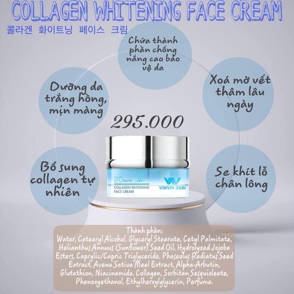 (Chính hãng )Kem Face dưỡng trắng phục hồi da hư tổn- COLLAGEN WHITENING FACE CREAM