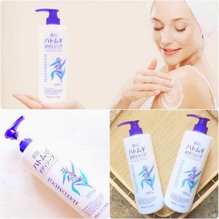 Sữa Tắm Hatomugi Trắng Da Hạt Ý Dĩ Moisturizing Washing 800ml