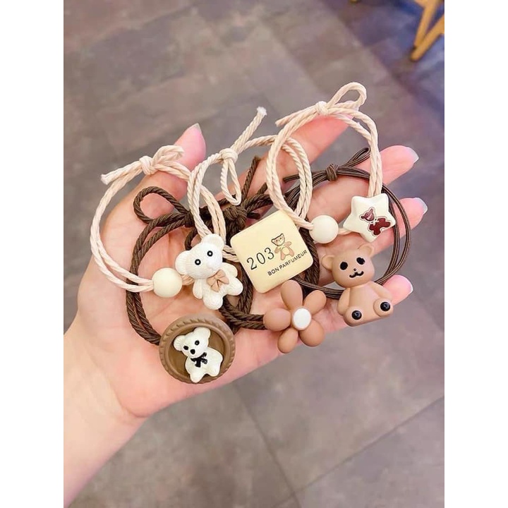 Dây buộc tóc set 15 chun buộc tóc hình gấu kute mix nhiều hình dễ thương