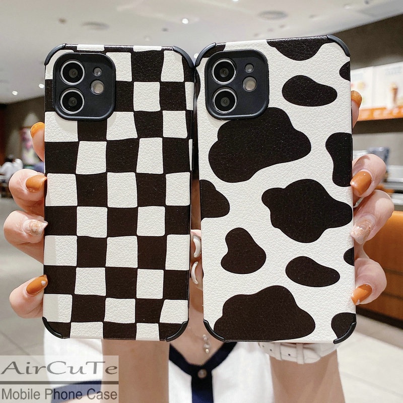 Ốp lưng iPhone 12 11 Pro X XR XS Max 8 7 6 6S Plus SE 2020 8+ 7+ 6+ 6S+ Fashion Black And White Line Stitching Soft Case