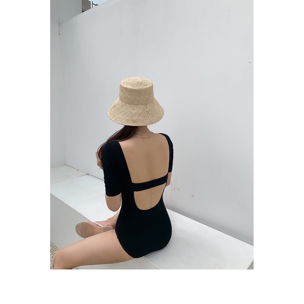 Bikini tắm biển một mảnh trơn màu, tay lỡ 2323 | BigBuy360 - bigbuy360.vn