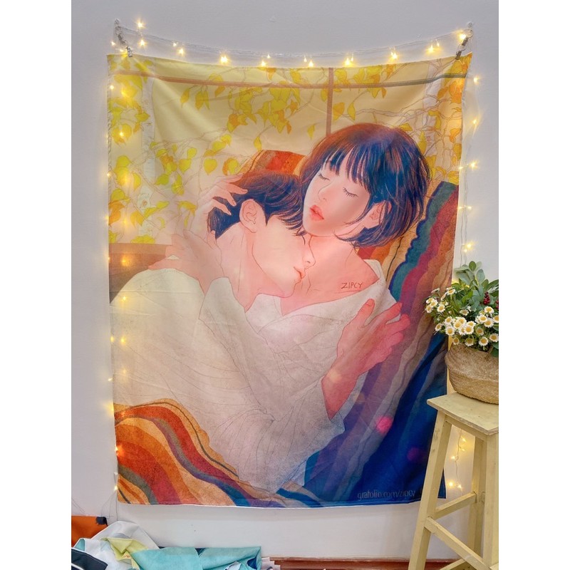 [ẢNH THẬT - SẴN] Tranh vải treo tường Decor phòng hot nhất (150x130cm, TẶNG móc treo)