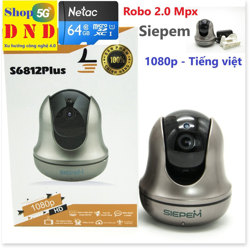 Camera IP WIFI ROBO SIEPEM S6812 PLUS (2.0 FULLHD) - Tiếng việt, nhỏ gọn, chíp xử lí chính hãng phát hiện, bám đuổi