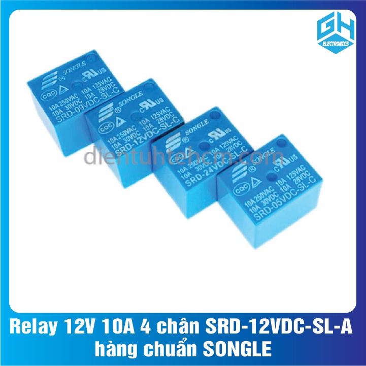 Relay 12V 10A loại 4 chân SRD-12VDC-SL-A hàng SONGLE