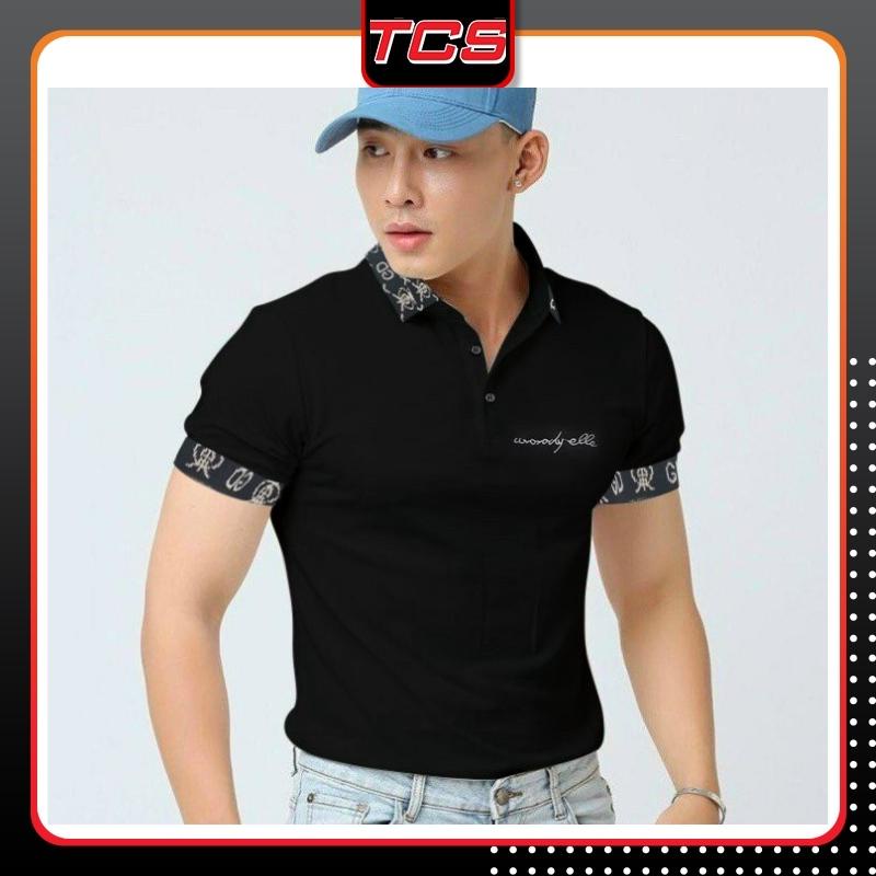 Áo thun nam nữ,áo polo có cổ màu đen ngắn tay chất cotton kiểu thời trang giá rẻ TCS 78