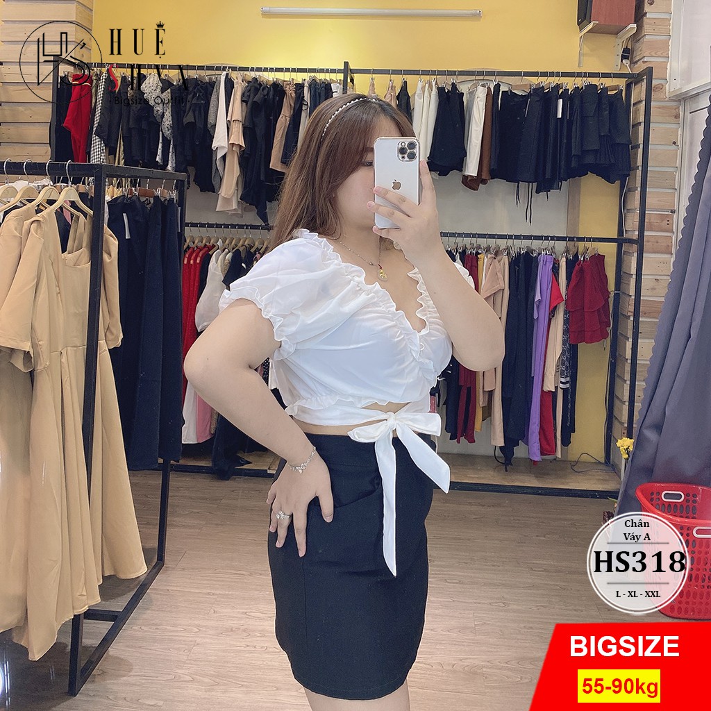 Chân váy chữ A bigsize 55-90kg - Dáng váy bigsize chữ A có quần trong - khóa kéo - Chất kaki thun - Cho người béo mập