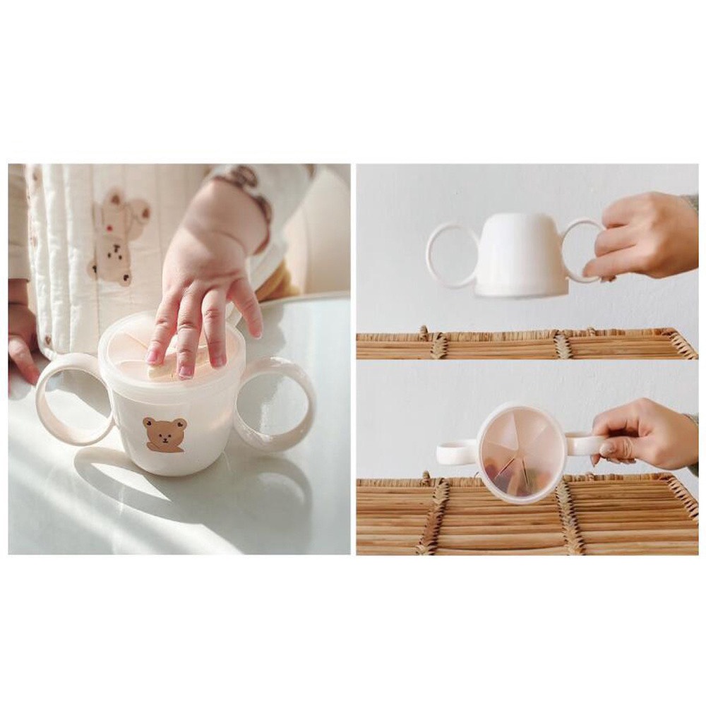 (ảnh thật) Cốc tập hút, kiêm cốc tập ăn dặm ăn snack cho bé từ 6m hình Gấu/ Thỏ/ Hổ