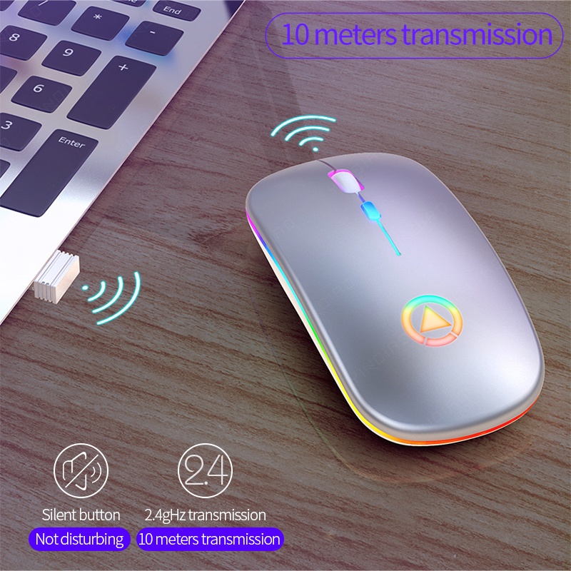 Chuột Không Dây A2 ,Dùng Pin Sạc, Click Không Gây Tiếng Ồn, Hàng Cao Cấp Bảo Hành 1 Năm