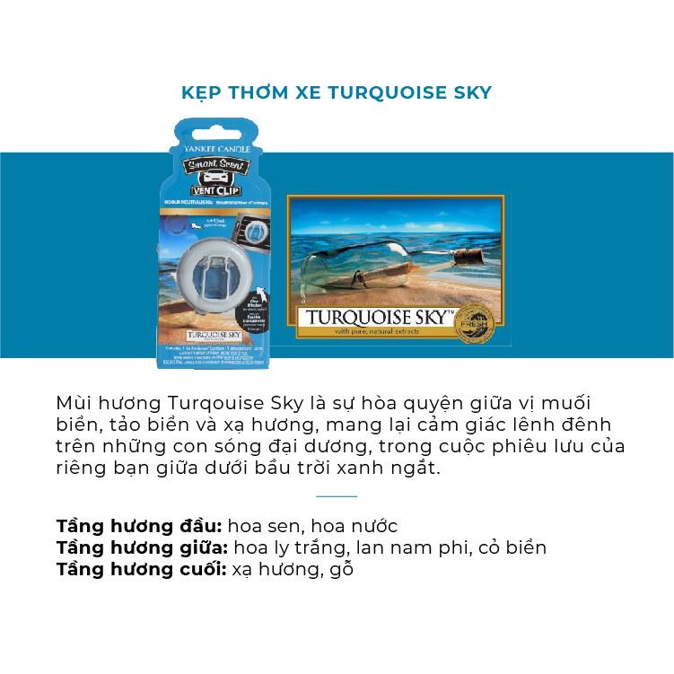 Kẹp thơm xe Yankee Candle - Turquoise Sky