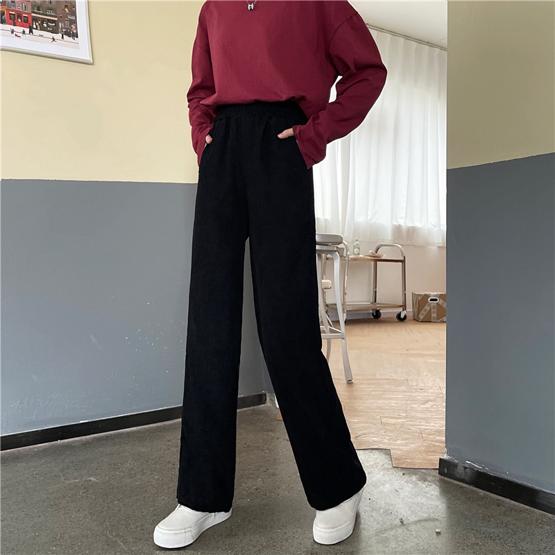 [ Hot nhất 2021 ]Quần jogger ống rộng nhung tăm siêu dày siêu đẹp, Quần nhung tăm dáng xuông form rộng đi làm đi học