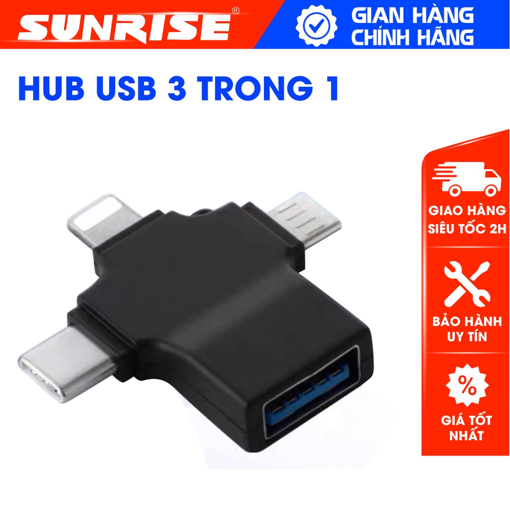 USB đa năng OTG, Hub chuyển đổi đầu Type C, Lightning, V8 cho điện thoai, Ipad, Laptop