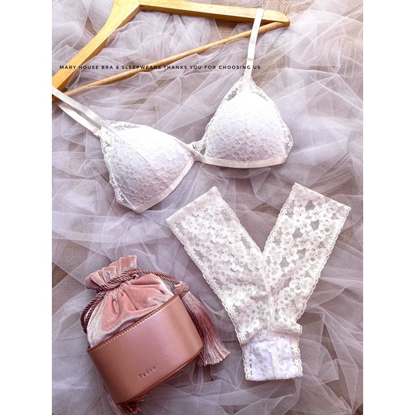 SET BRALETTE REN MÚT NGỰC QUẦN Y TRẮNG MARY HOUSE BRA MR0002