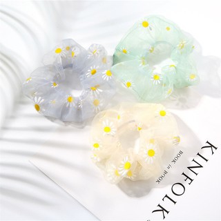 [HÀNG LOẠI 1] Scrunchies dây cột tóc vải lưới in hoa cúc nhỏ xinh xinh