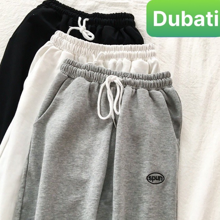 QUẦN JOGGER SPUN ỐNG RỘNG NAM NỮ CÓ BO 3 MÀU PHONG CÁCH HÀN QUỐC- DUBATI FASHION