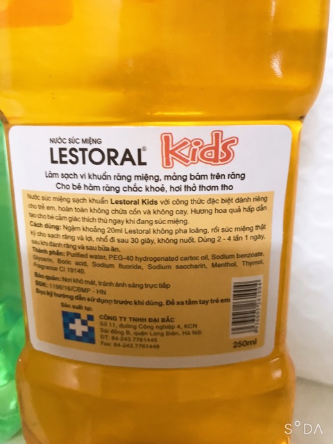 Nước Súc Miệng Lestoral Kid ( Chai 250ml)