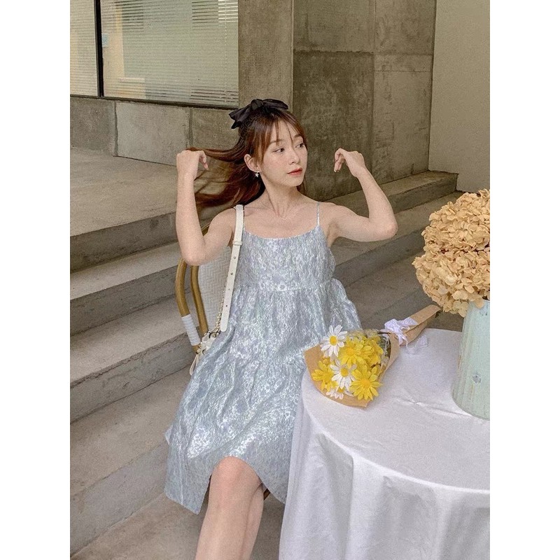[SẴN-Tiktoker kimchung]Đầm babydoll 2 dây gấm hoạ tiết hoa nổi hot trend Tiktok SAM SAM BOUTIQUE | BigBuy360 - bigbuy360.vn
