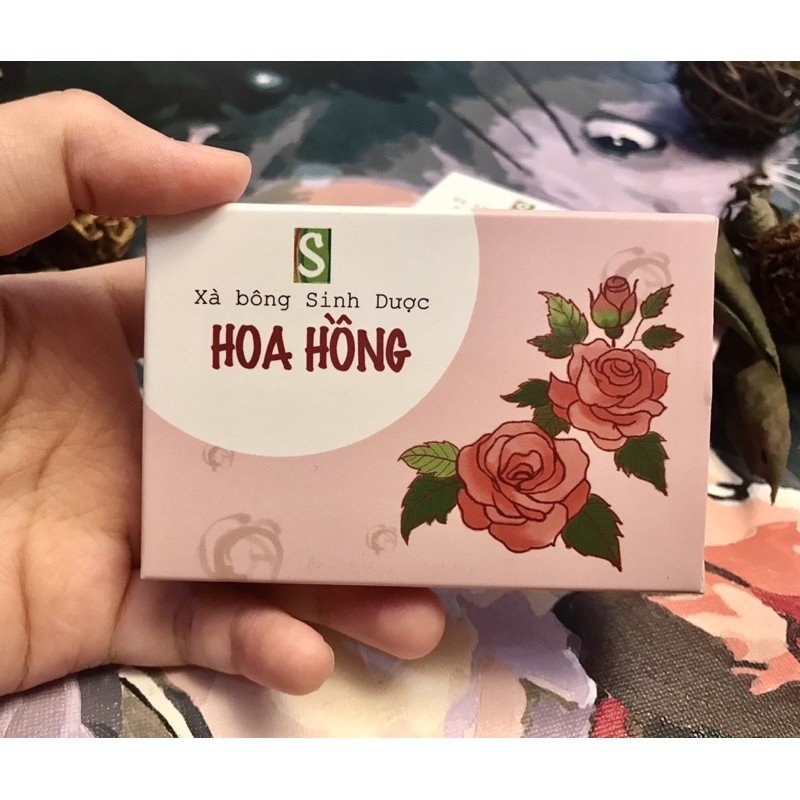 Xà bông HOA HỒNG Sinh Dược 100gr sạch da, sạch mụn từ thiên nhiên, 100% handmade