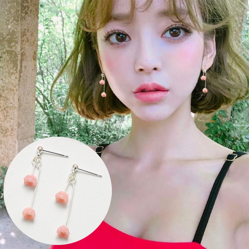 Bông Khuyên Tai Hoa Anh Đào Màu Cam San Hô Hot Trend !