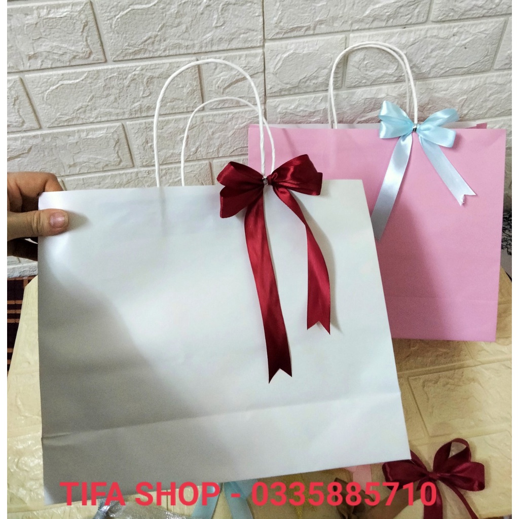 Túi giấy Kraft Nhật quai xoắn cao cấp siêu to kt 30x25x10cm có sẵn