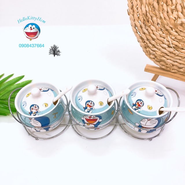 Bộ 3 hủ sành đựng gia vị Doreamon