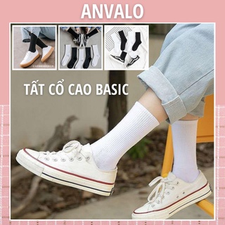 Tất cổ cao basic Anvalo vớ nam nữ cổ cao đen trắng TDT17