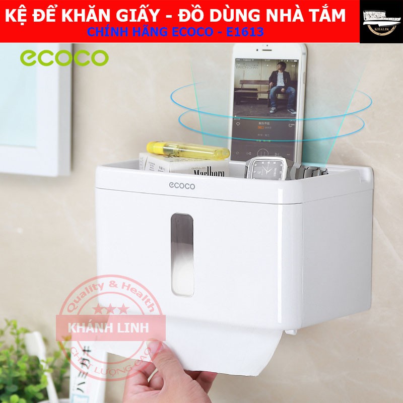 Kệ đựng giấy vệ sinh chống nước - Hộp đựng khăn giấy - Không cần khoan đục [loại treo] - Ecoco E1613