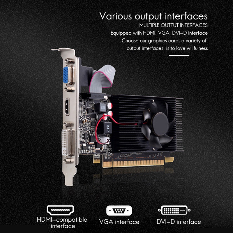 Thẻ Đồ Họa Máy Tính Siêu Mỏng GT 610 1G 1GB 64Bit DDR3 810 / 500MHz PCI-E 1.1 X16