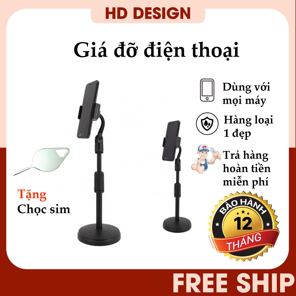 Kẹp Điện Thoại Để Bàn Microphone Stands L08 Xoay 360 Độ - Chính Hãng HD DESIGN