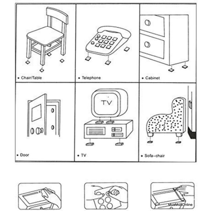 Bộ 12 Miếng Lót Chân Ghế, Bàn, Giường, Tủ Tiện Dụng