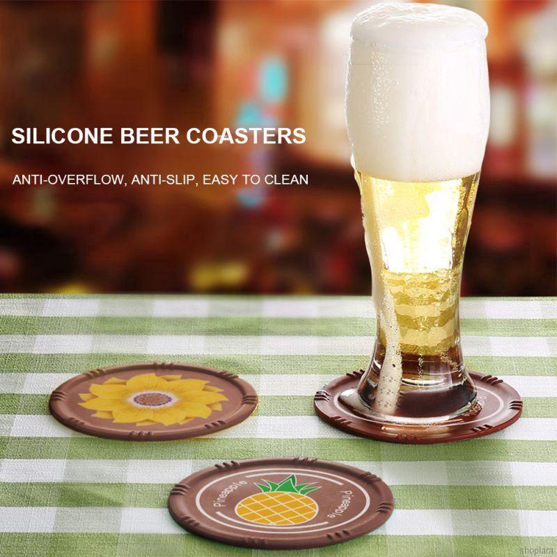 Tấm lót cốc bia/ cà phê bằng silicon chống thấm nước/ chống trượt tiện dụng
