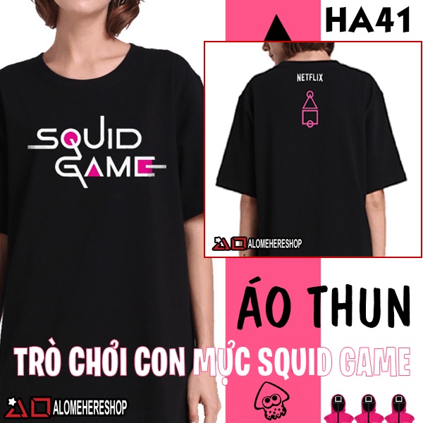 Áo Thun Đen Trò Chơi Con Mực Squid Game Hot Film 2021 Hai Phiên Bản Anh Có Clip Áo Thực Tế