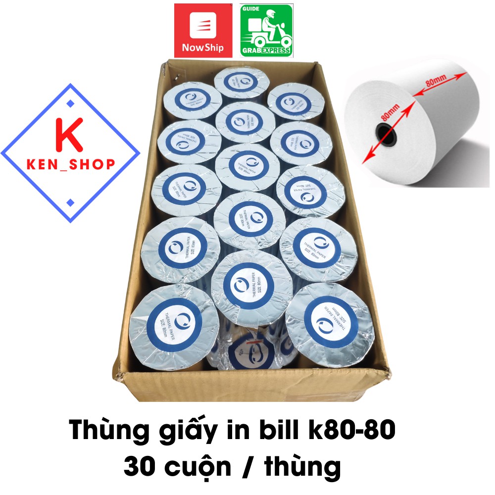 Cuộn Giấy in Bill Khổ Lớn K80 80, K80 65, Giấy in nhiệt, Giấy In Hóa Đơn