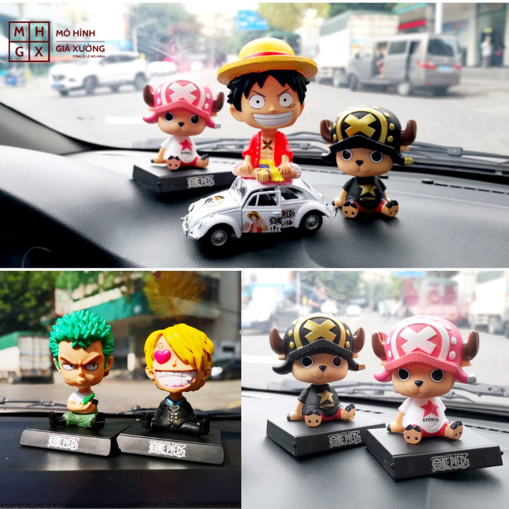 Mô hình One Piece Luffy Zoro Sanji Chopper lắc đầu  Sabo siêu dễ thương ngỗ nghĩnh thích hợp trang trí bầy bàn bầy taplo