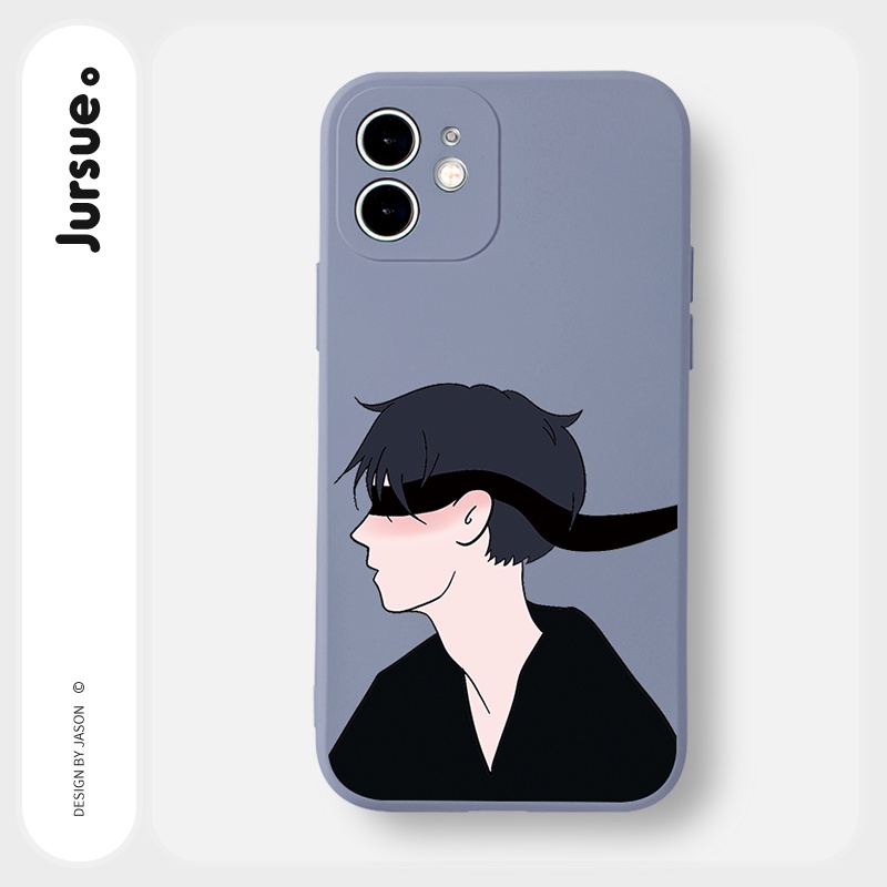 Ốp lưng JURSUE hoạt hình cặp đôi dễ thương đẹp cho iPhone 13 12 11 Pro Max SE 2020 X XR XS 8 7 ip 6S 6 Plus kute Y1863