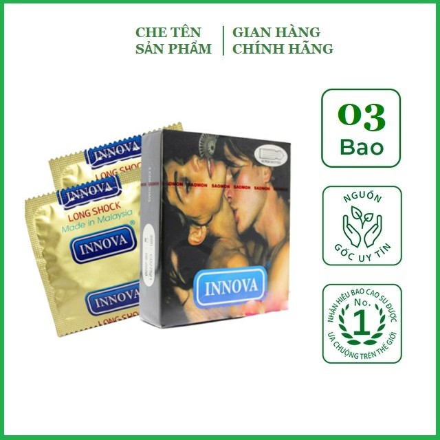 Bao cao su gai kéo dài thời gian Innova đen - hộp 3 chiếc