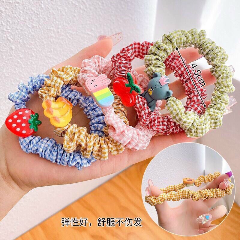 Scrunchies mini họa tiết gắn hình xinh