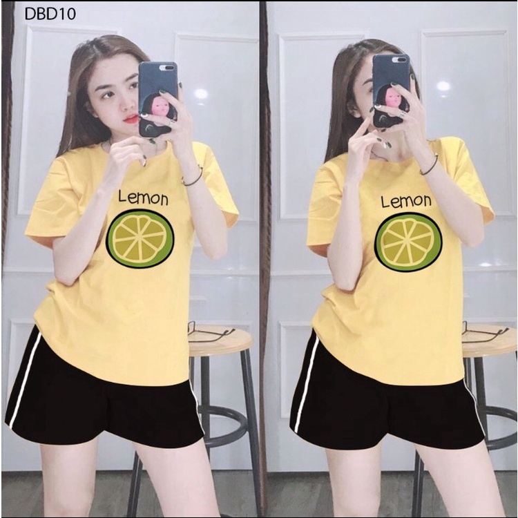 ĐỒ BỘ QUẦN ÁO THUN ĐÙI LEMON THỜI TRANG 3 size 45-60KG chất liệu thun cotton, mềm mịn co giãn 4 chiều