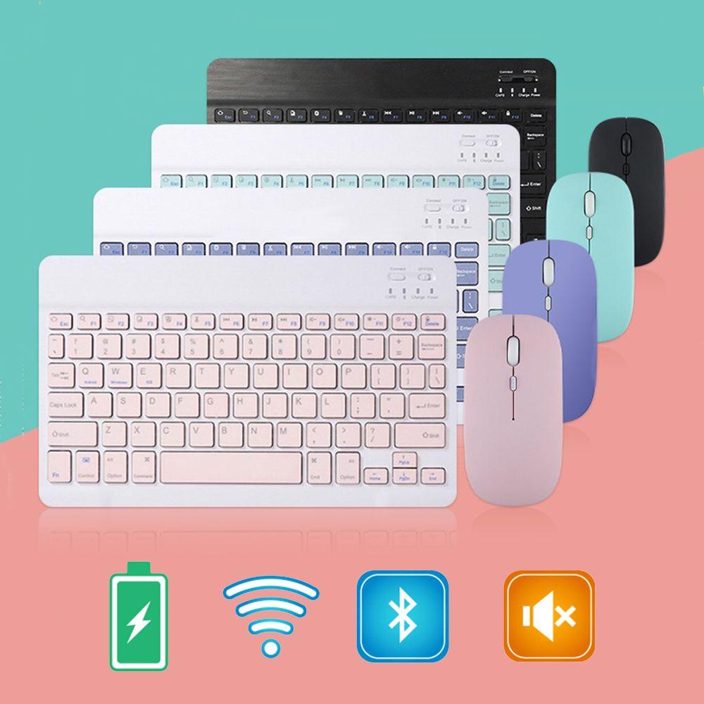 .Combo Bàn Phím Và Chuột Máy Tính 7 / 10 inch Không Ồn Chuyên Nghiệp Có Thể Sạc Lại Cho Điện Thoại Di