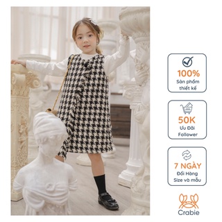 Đầm thiết kế cho bé CRABIE gilet vạt chéo dạ tweed xinh xắn - Annie Dress - Hoạ tiết houndstooth