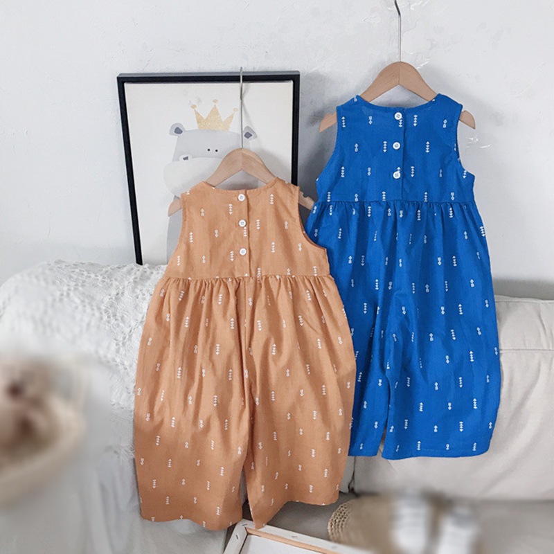 Áo liền quần cotton thời trang Hàn Quốc cổ điển cho bé gái