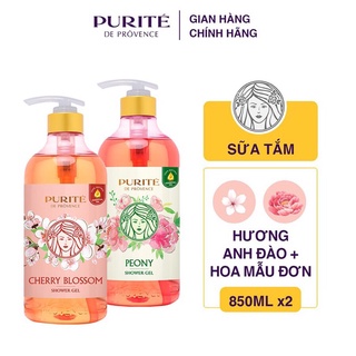 Combo Sữa Tắm Sáng Mịn Hoa Anh Đào 850ml/chai + Sữa Tắm Thư Giãn Hoa Mẫu Đơn 850ml/chai