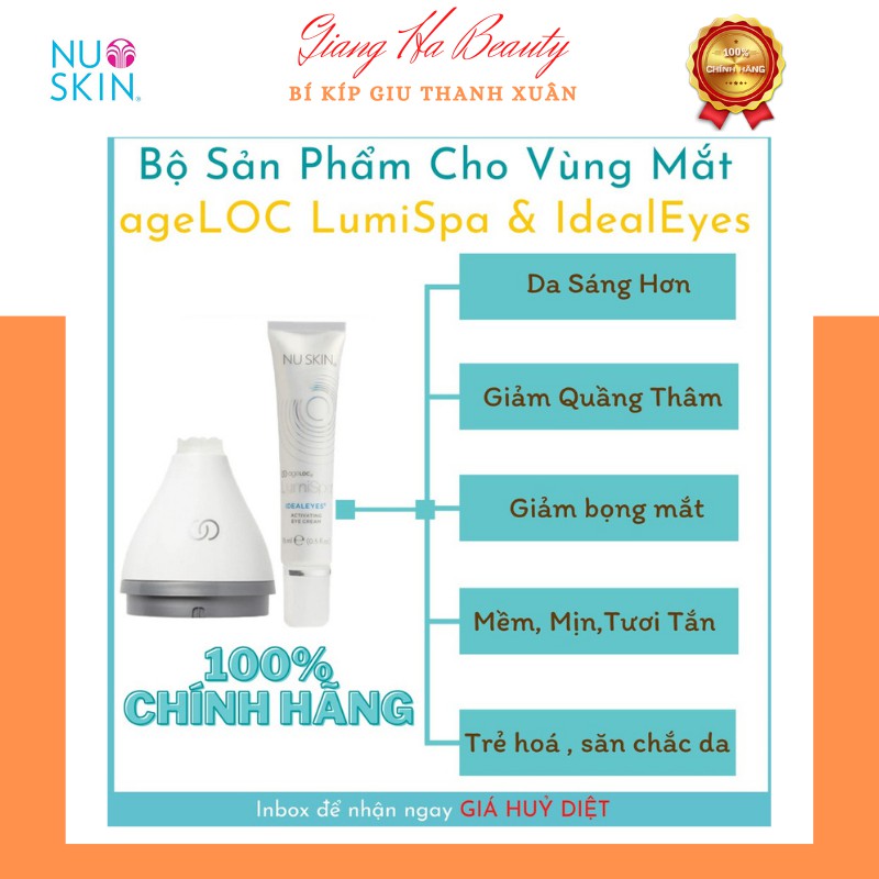 Bộ sản phẩm Chăm Sóc Dành Riêng Cho Vùng Mắt Lumispa Accent & IdealEye_HÀNG CHÍNH HÃNG NUSKIN_Tặng kèm bổng tẩy trang