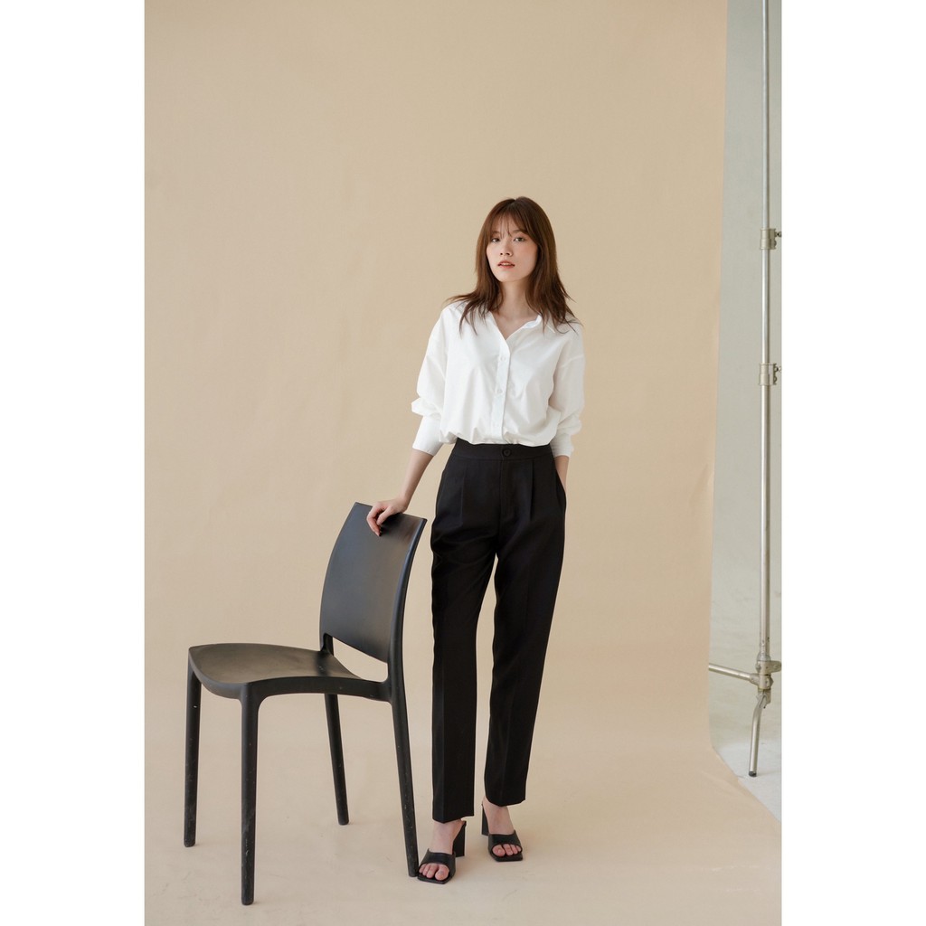 Quần baggy suông trơn (Đen)_MONOTALK B30002FT