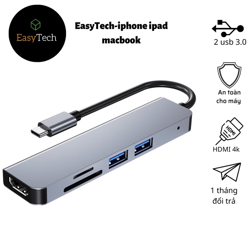 Hub type C HDMI 5 in 1 dành cho máy Mac và laptop