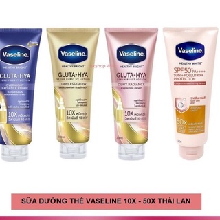 Sữa dưỡng thể trắng da vaseline gluta-hya serum burst uv lotion 10x 300ml