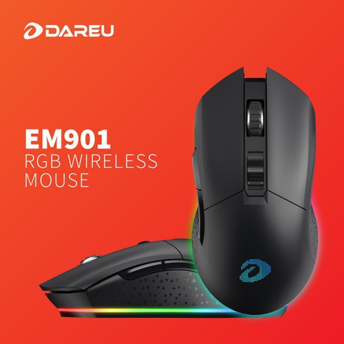 Chuột máy tính Gaming DareU EM901 RGB WIRELESS Pink/ Black (PB Nâng cấp EM905 Pro) - Bảo hành 24 tháng chính hãng