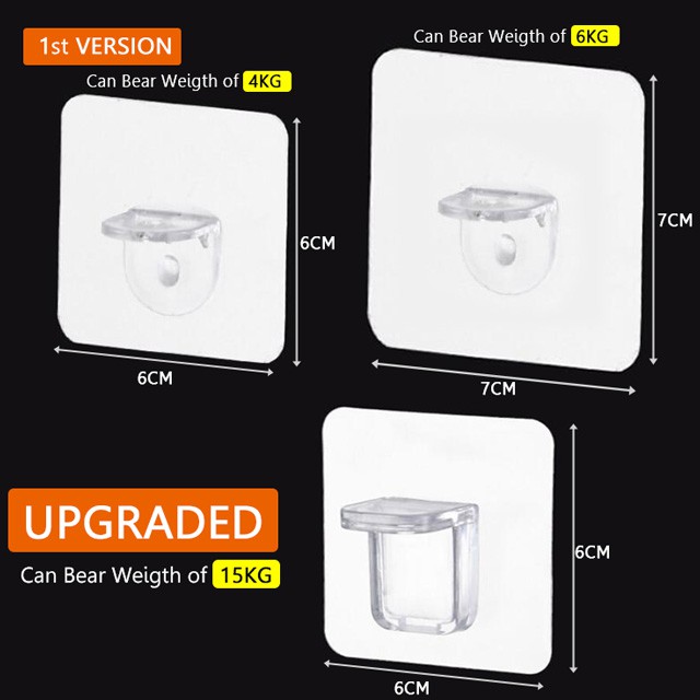 Set 2 móc treo tường tự dính vách ngăn nhiều lớp không bị thủng hỗ trợ chịu lực mạnh mẽ và liền mạch