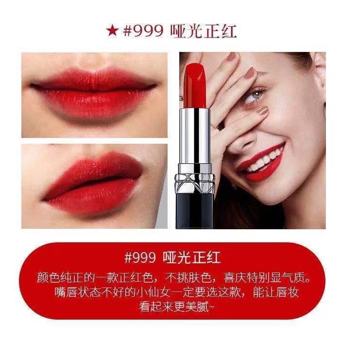 Chính hãng, Dior Yippi Red, 999 Matte, Moisturising, No Cup, No Flea, 520 Hộp quà tặng