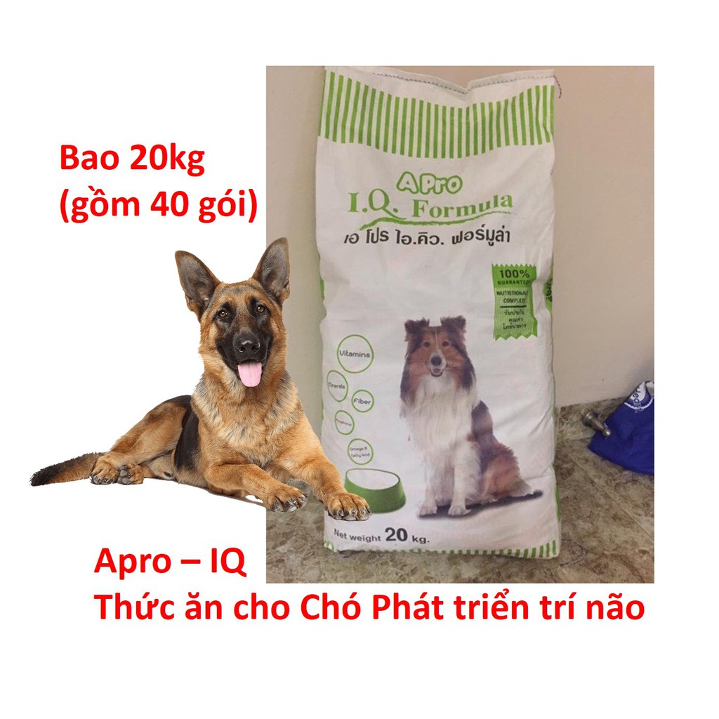 (Bao 20kg 40 gói 500gr) APRO IQ Thức ăn chó dạng viên Phát triển trí não dành cho chó mọi lứa tuổi  - xuất xứ Thái Lan